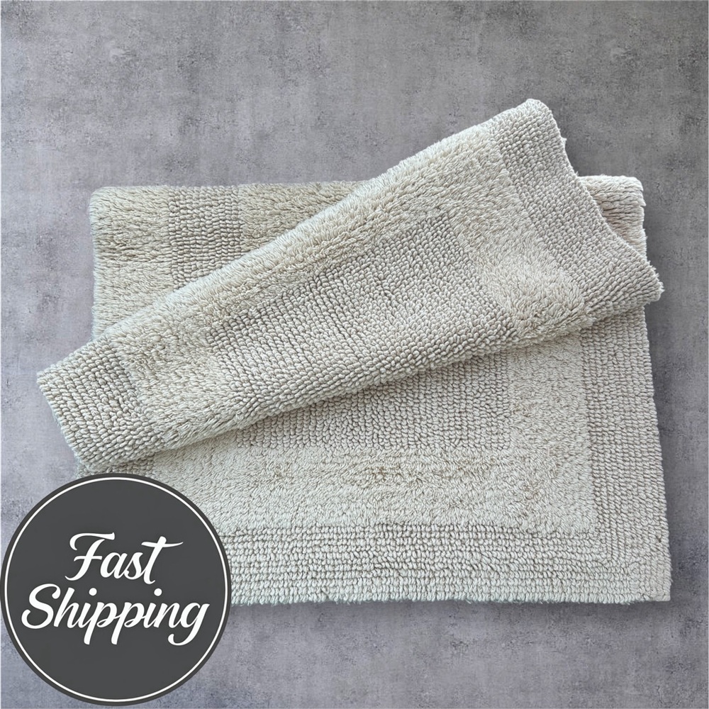 NWT - RALPH LAUREN WESCOTT Bath Rug 21x34in Cream Bath Mat Plush and Reversible